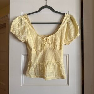 Hollister Light Yellow Puff Sleeve Blouse